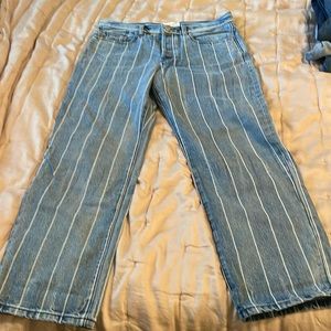 Freepeople “we the free” railroad pinstripe denim boyfriend jeans size 29
